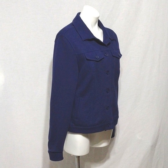 Norma Kamali Navy Blue Classic Button Up Long Sleeves Jacket Large - Picture 3 of 7